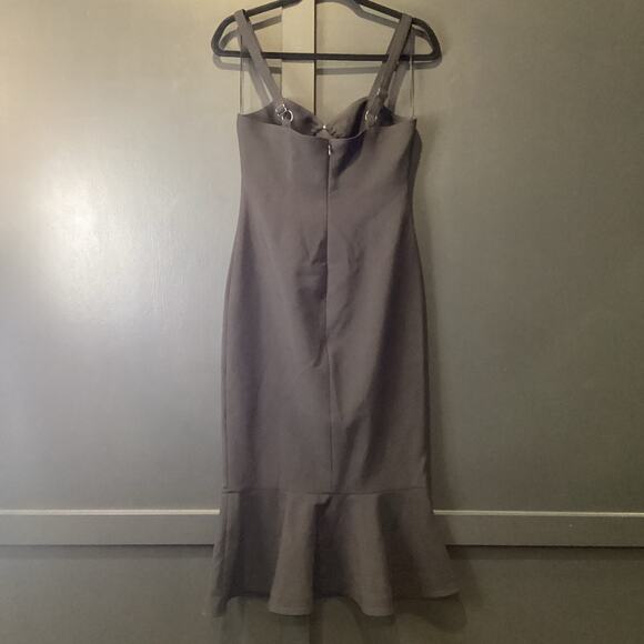 Revolve Likely Tia cutout peplum mermaid black midi bodycon cocktail dress 6 - Picture 10 of 12